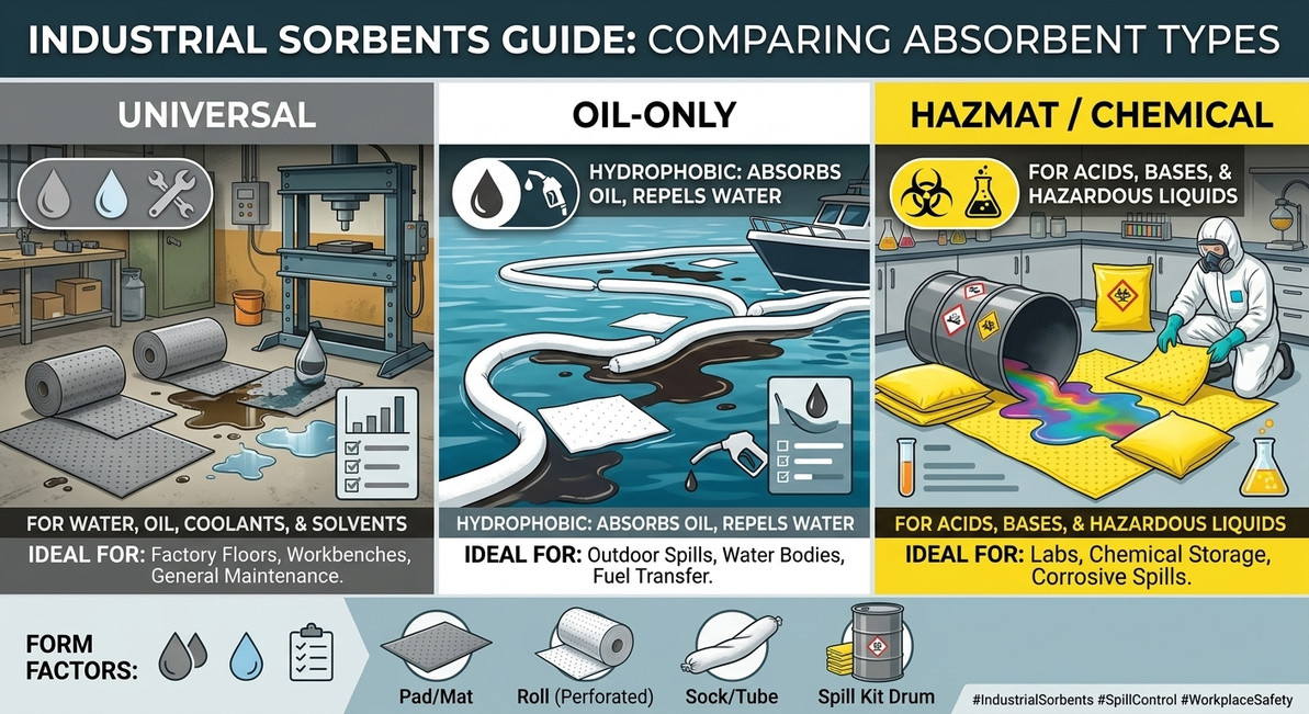 The Ultimate Guide to Industrial Sorbents: Choosing the Right Absorbents for Facility Safety and Compliance