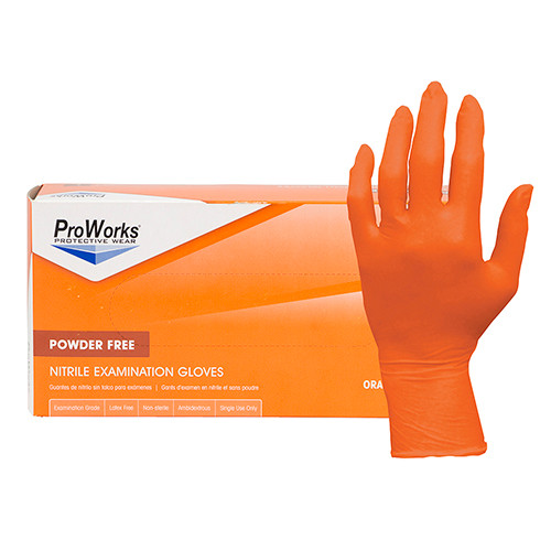 ProWorks® Nitrile Exam, PF, Orange, 5 mil