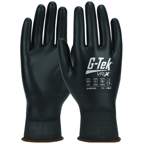 G-Tek® VR-X™ A3 16-VRX380 Seamless Knit PolyKor® Blended Glove with Polyurethane Advanced Barrier Coating Protection – Touchscreen Compatible
