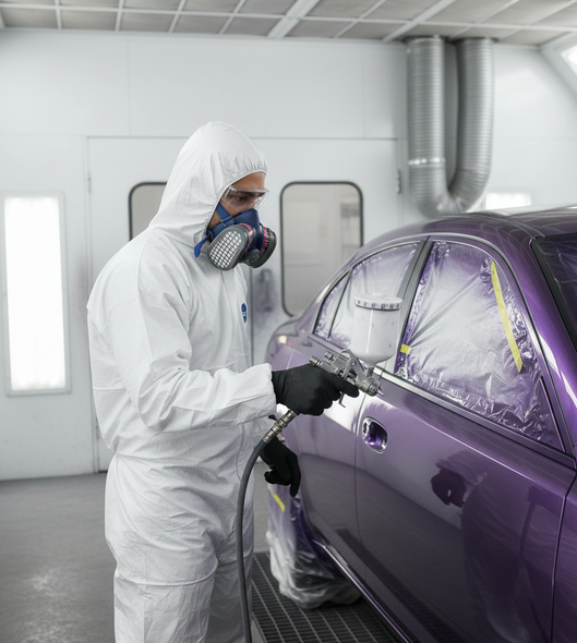 PIP Microporous Coverall 3659 with GVS Elipse Organic Vapor P100 Respirator used for auto body paint spray.