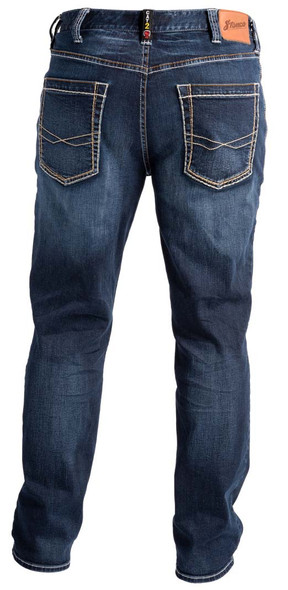 Stanco FRC1512 Renegade FR memory stretch denim jeans back view showing CAT 2 tag and two-tone stitched rear pockets