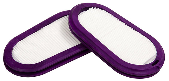 A pair of genuine GVS SPR321 Elipse P100 Replacement Filters for the GVS Elipse Half-Mask Respirator (models SPR451, SPR457, SPR549, SPR550).

These purple, low-profile, oval-shaped cartridges feature advanced HESPA (High Efficiency Synthetic Particulate Air) media and are NIOSH P100 approved, offering 99.97% filtration efficiency against dust, mists, fumes, and particulates. The compact and lightweight design makes them ideal replacement filters for woodworking, welding, construction, and DIY tasks.