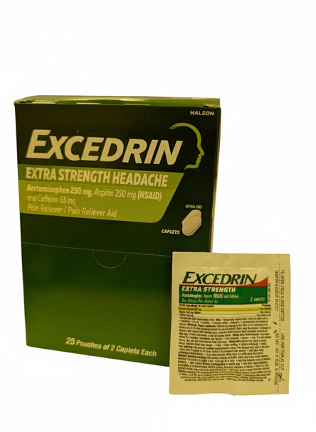 Excedrin Extra Strength Headache Pain Reliever Caplets 50 Count 25 Pouches Acetaminophen Aspirin Caffeine Excedrin Extra Strength Headache Pain Reliever Caplets 50 Count 25 Pouches Acetaminophen Aspirin Caffeine