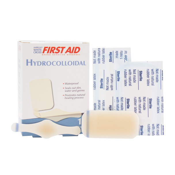 American White Cross Hydrocolloidal Bandages 10-count box with sterile individually wrapped assorted dressings