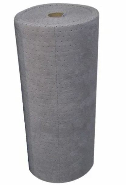 Gray universal heavyweight sorbent roll 30 inch by 150 foot with single-sided laminate and dimpled perforations