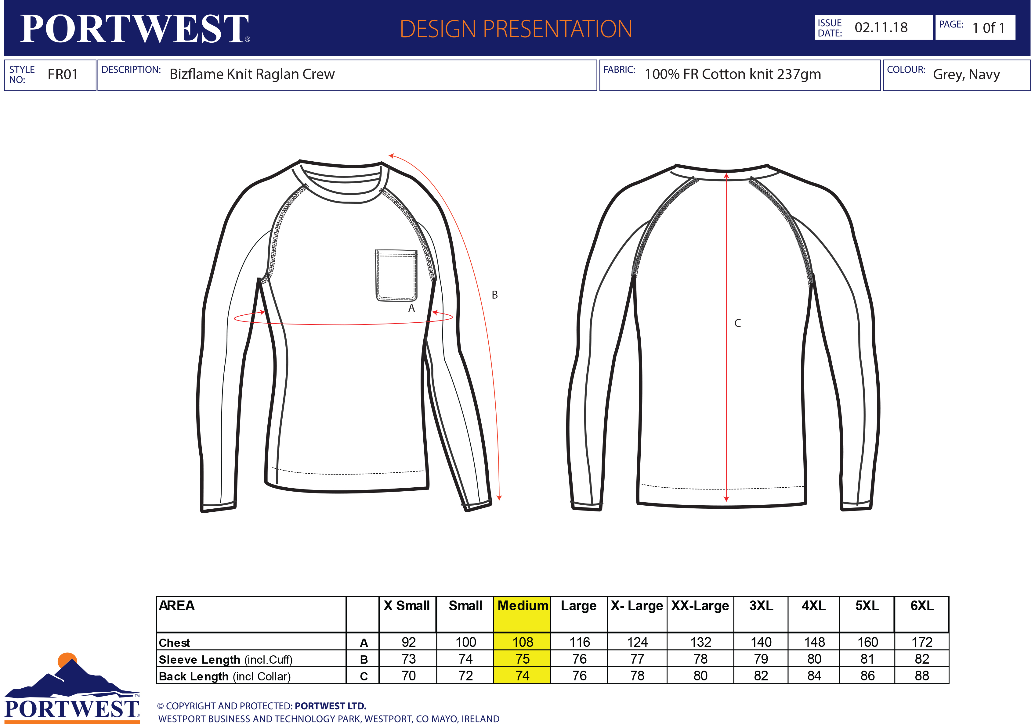 FR01 size chart