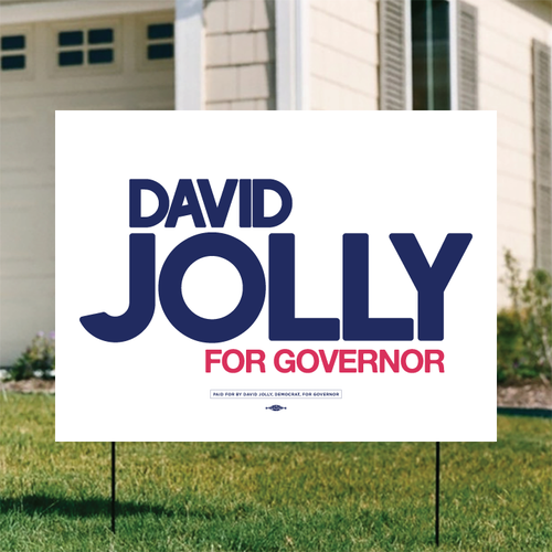 David Jolly For Governor - White (24" x 18" Coroplast Yard Sign)