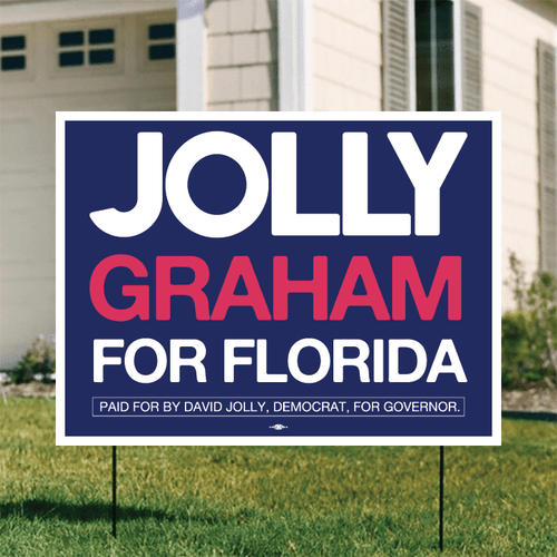 Jolly Graham For Florida - Navy (24" x 18" Coroplast Yard Sign)