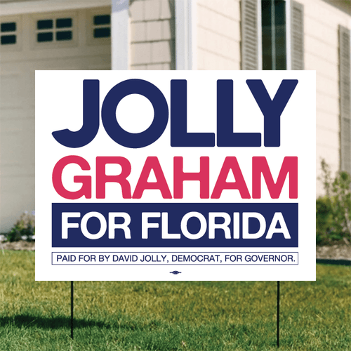 Jolly Graham For Florida - White (24" x 18" Coroplast Yard Sign)