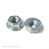 UNC COARSE THREAD SERRATED LARGE FLANGE NUTS ZINC PLATED STEEL