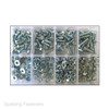 Assorted 1/4" Unf Zinc Plated Set Screw Fully Threaded Bolts, Nuts & Washers
