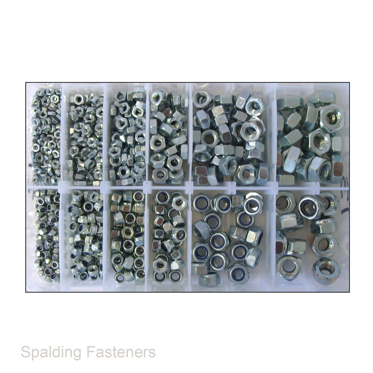 Assorted M3, M4, M5, M6, M8 & M10 Metric Zinc Plated Full Nuts & Nyloc Nuts