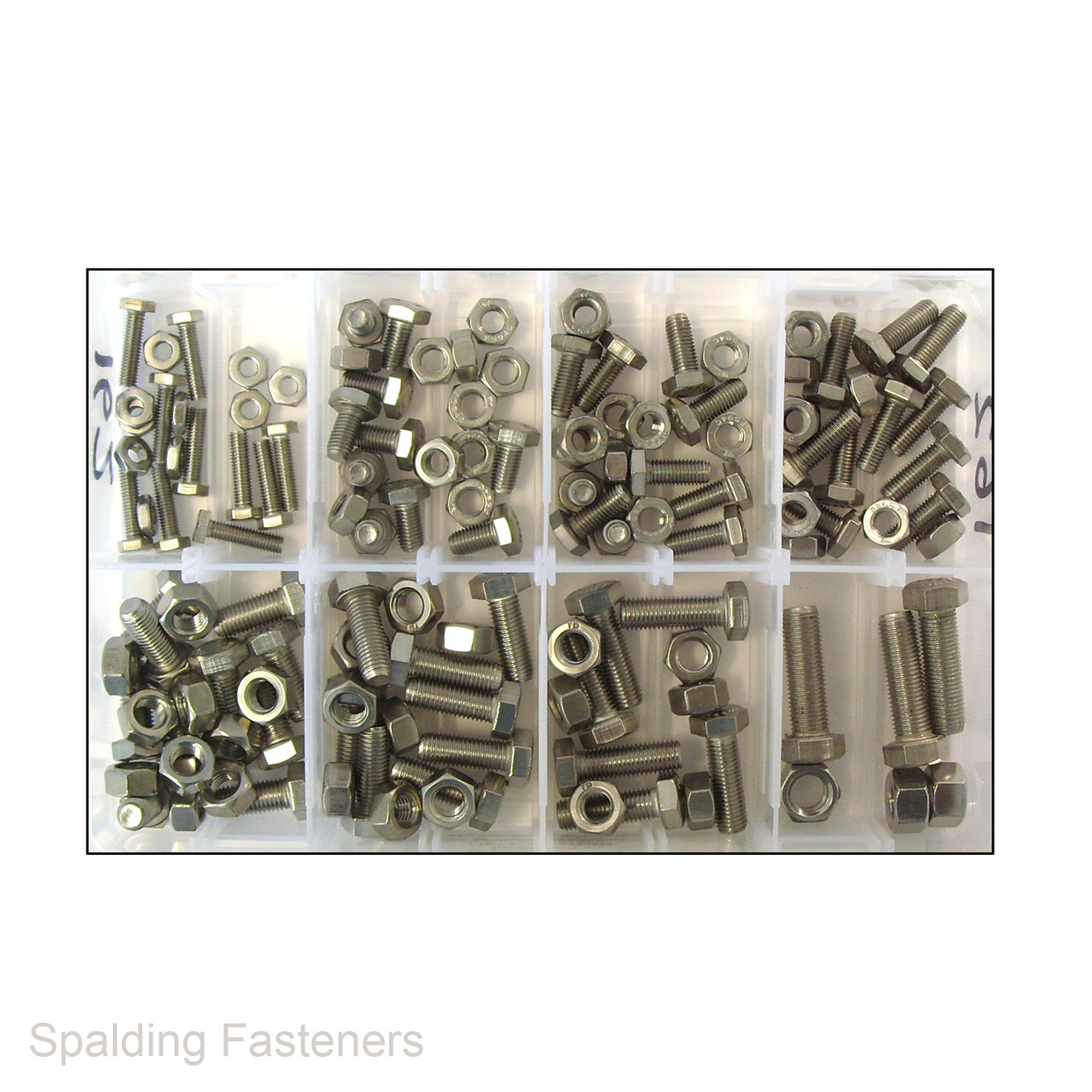 Assorted UNF Stainless Steel Hex Head Set Screw Fully Threaded Bolts & Full Nuts