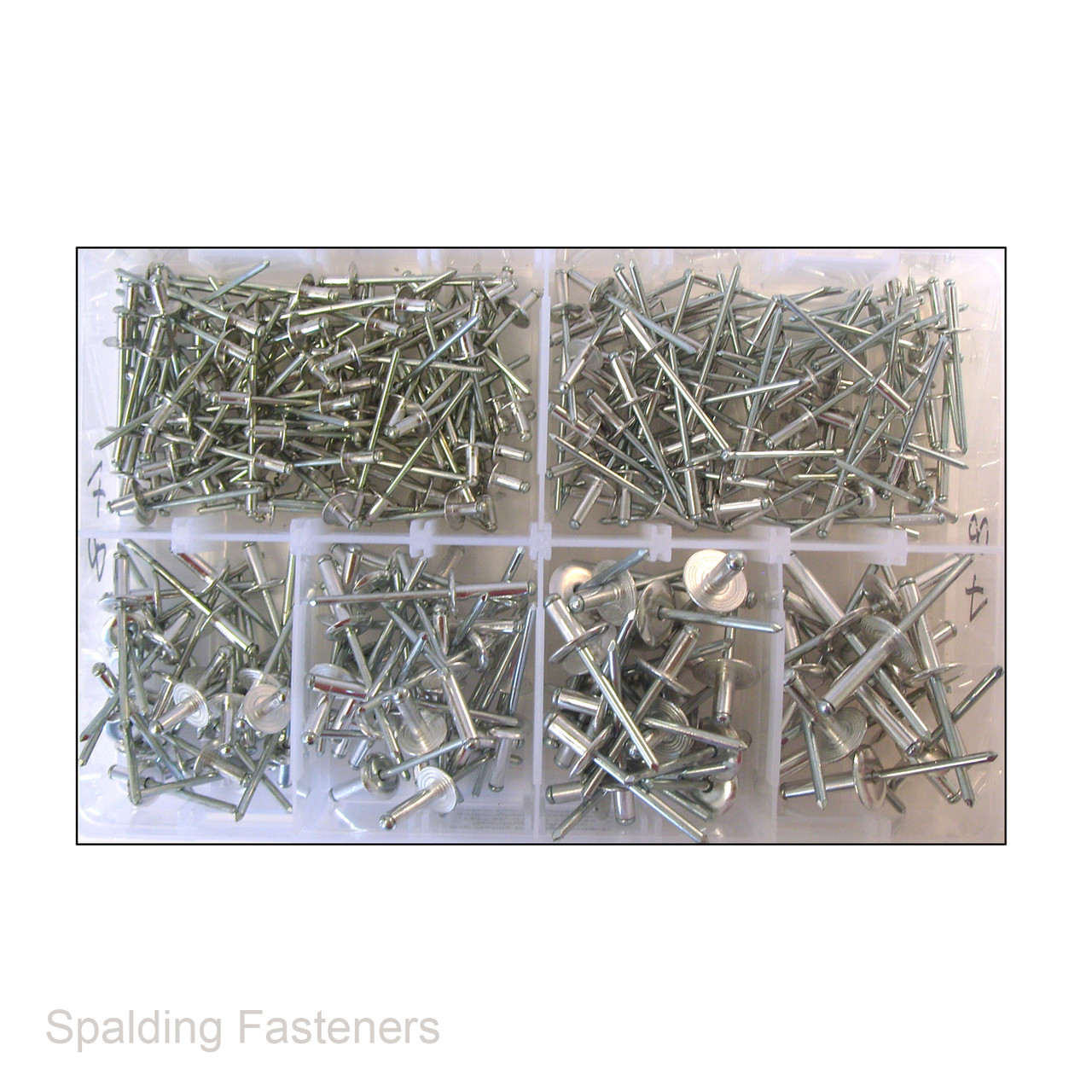 Assorted 3.2mm, 4.0mm & 4.8mm Metric Aluminium Flange Pop Rivets