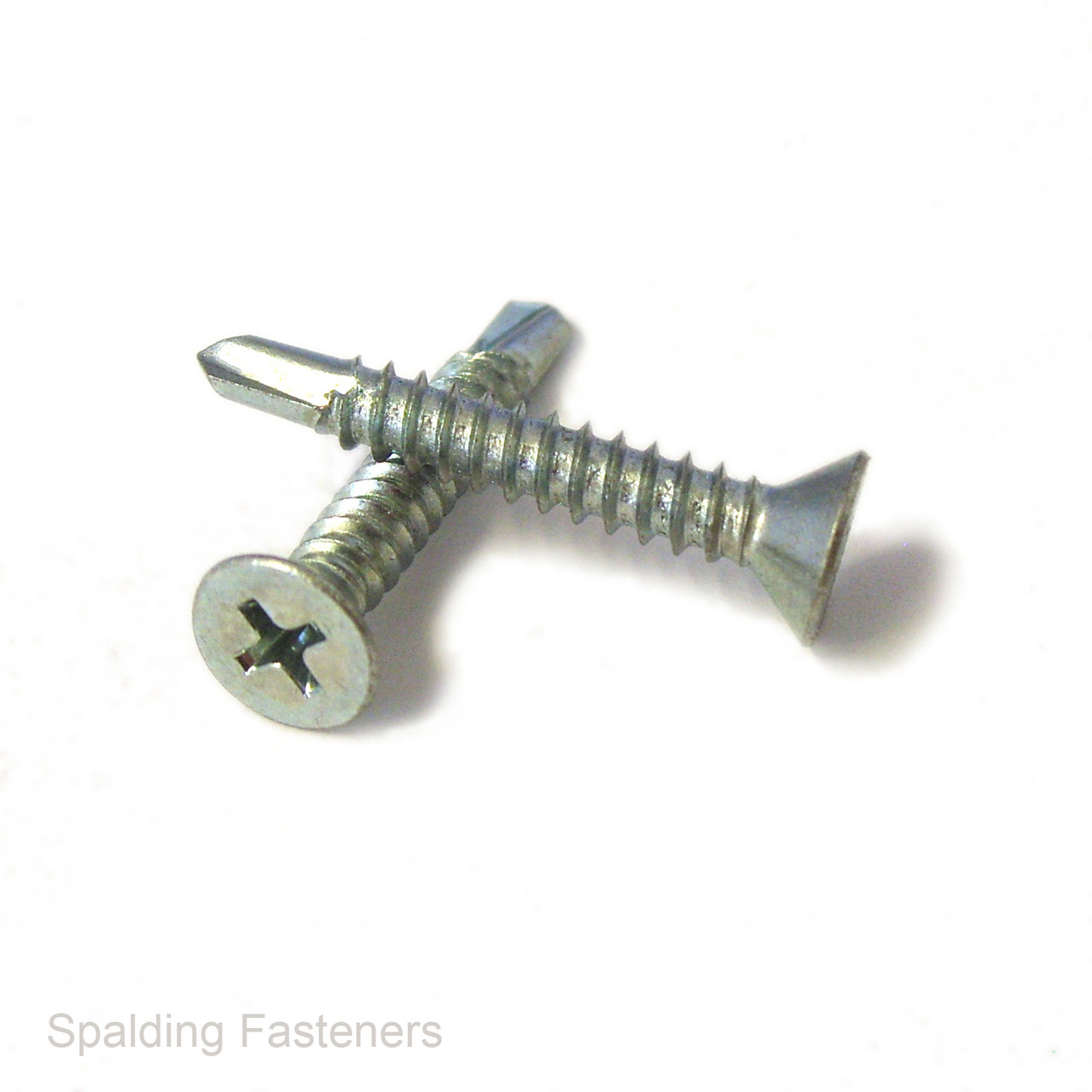 No8  Countersunk Phillips Self Drilling Screws - Zinc Plated. Wood to Steel