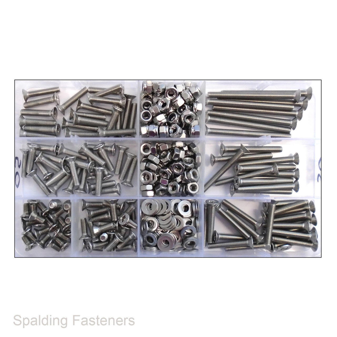 Assorted M4 Metric A2 Stainless Countersunk Pozi Machine Screws, Nuts & Washers