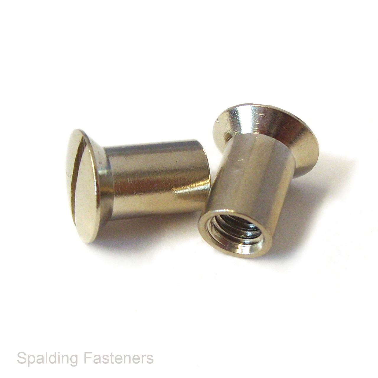 Metric Nickel Plated Brass Raised Countersunk Slotted Sleeve Nuts