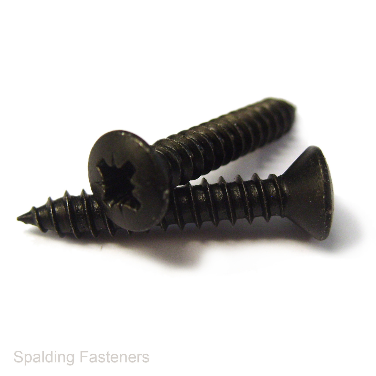 No 10 (4.8mm) Black Raised Countersunk Pozi Self Tapping Screws