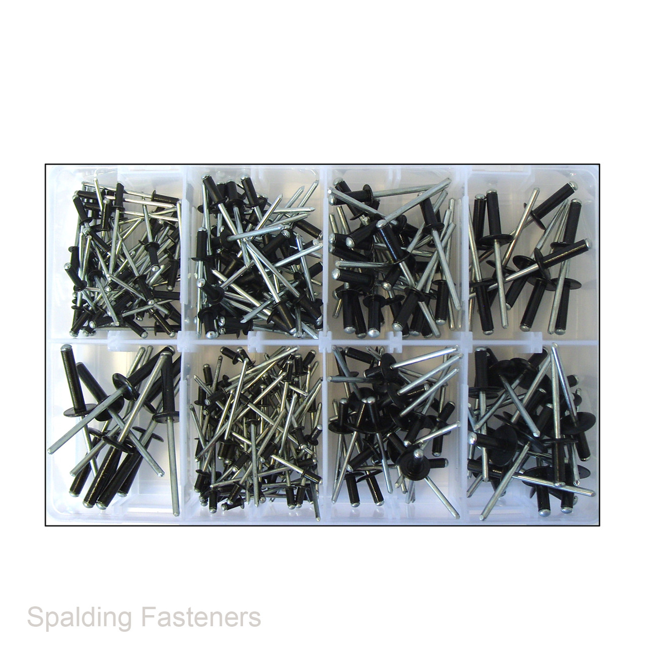 Assorted 3.2mm, 4.0mm & 4.8mm Black Standard & Flange Pop Rivets
