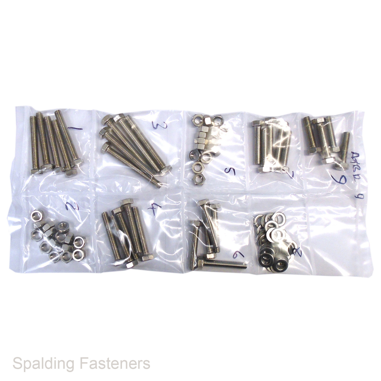 Assorted M7 Metric Stainless Hexagon Screws, Nuts & Washers