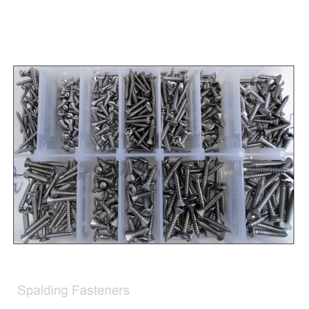 Assorted No6, 8 & 10 Stainless Steel Raised Countersunk Pozi Self Tapping Screws