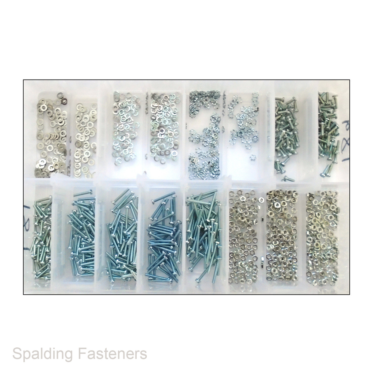 Assorted M2 Metric Zinc Cheese Slotted Machine Screws, Nuts & Washers