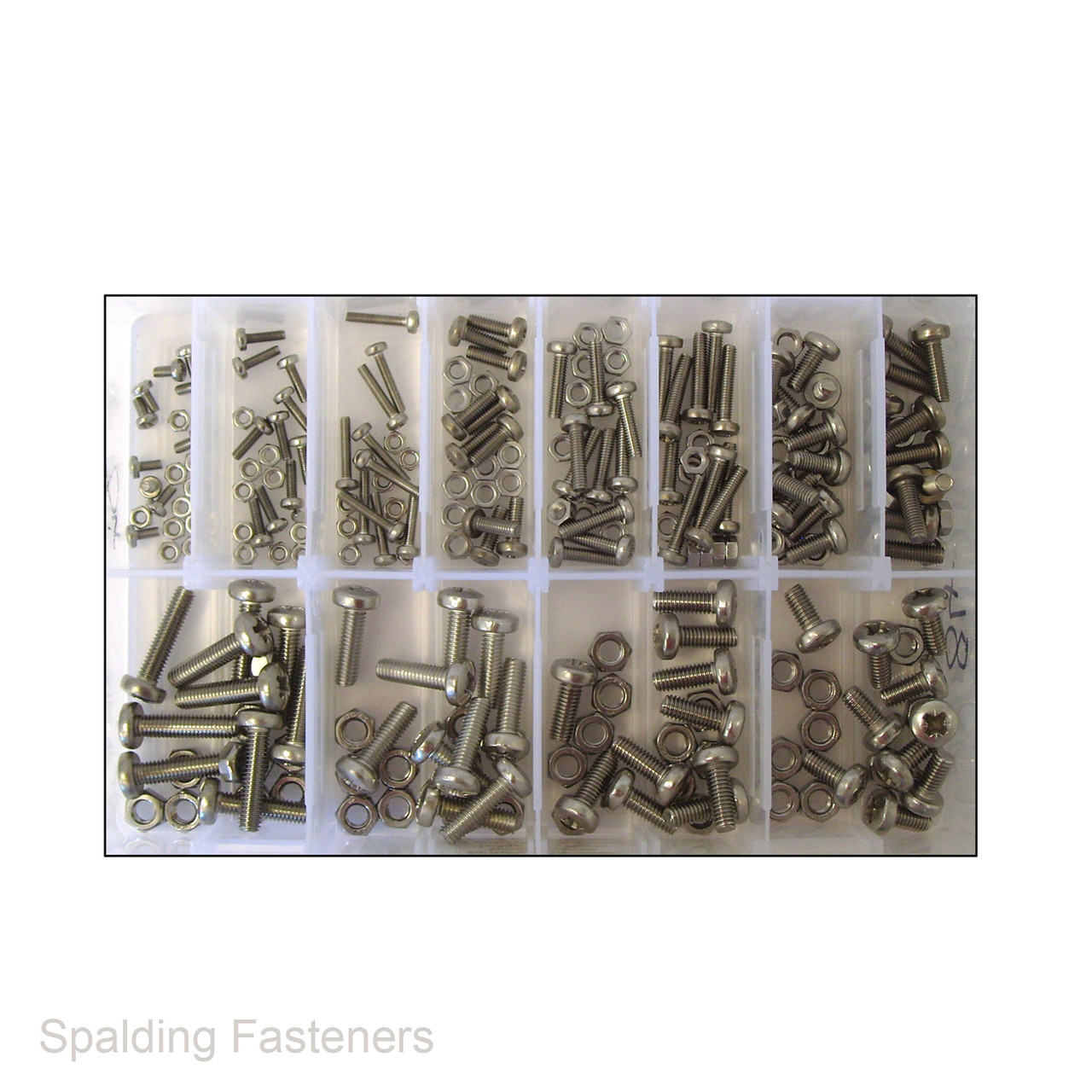 Assorted Metric A2 Stainless Steel Pan Pozi Head Machine Screws & Full Nuts
