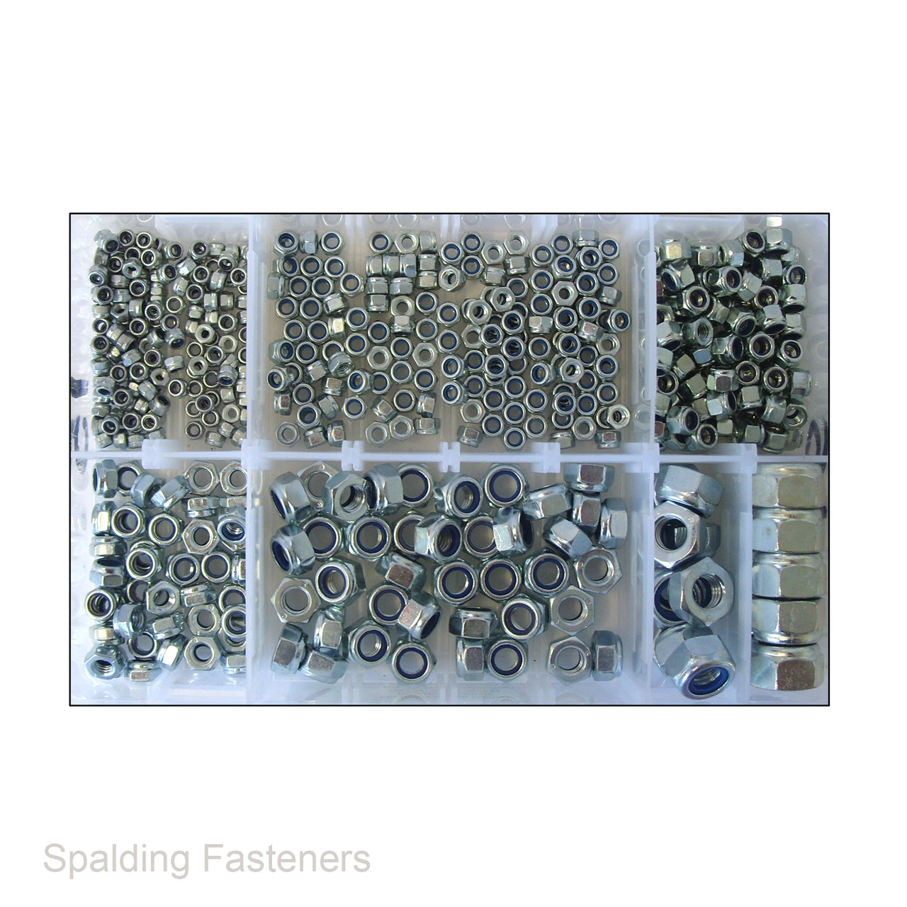 Assorted M3, M4, M5, M6, M8, M10 & M12 Metric Zinc Plated Hexagon Nyloc Nuts