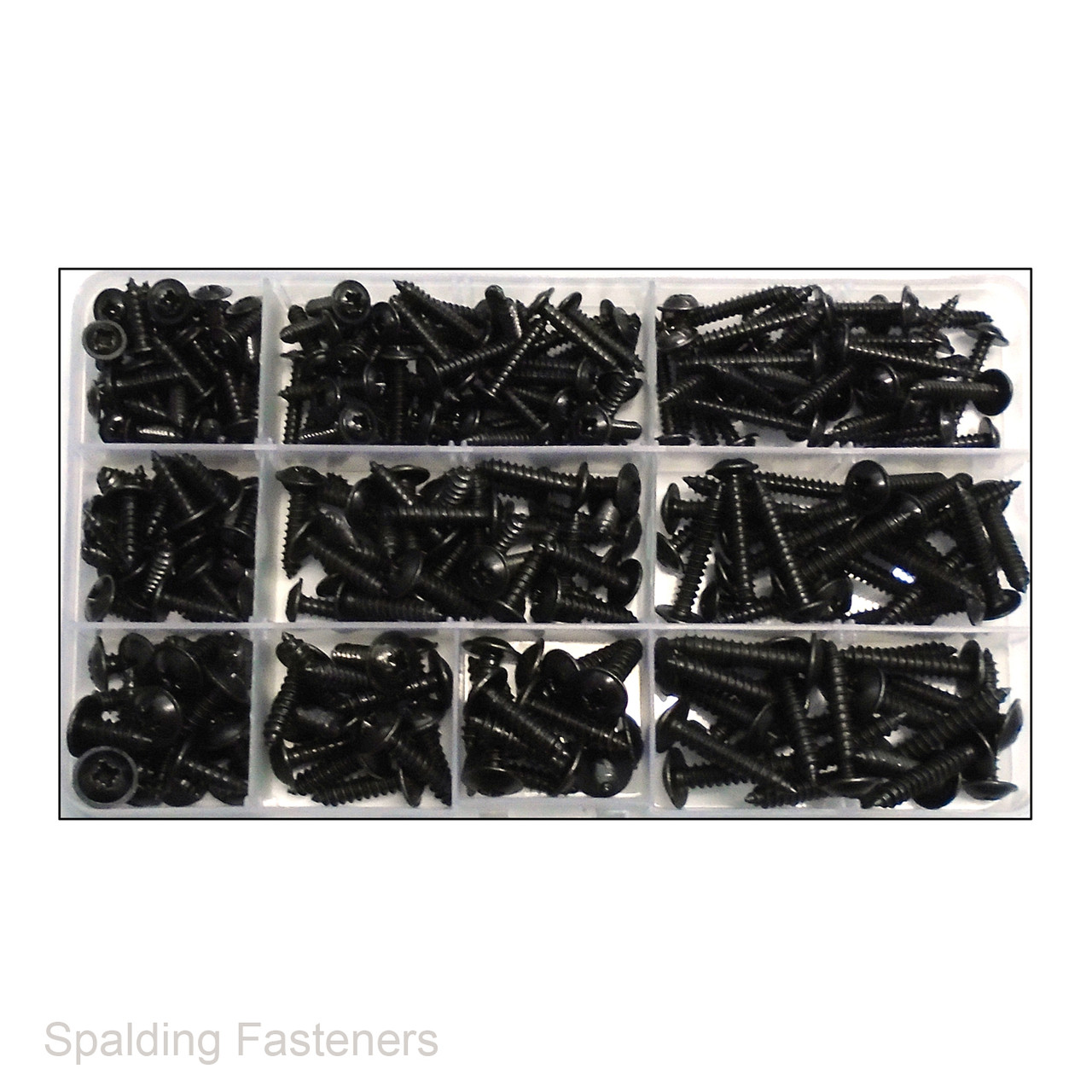 Assorted Black Pozi Flange Self Tapping Screws No6, No8 & No10