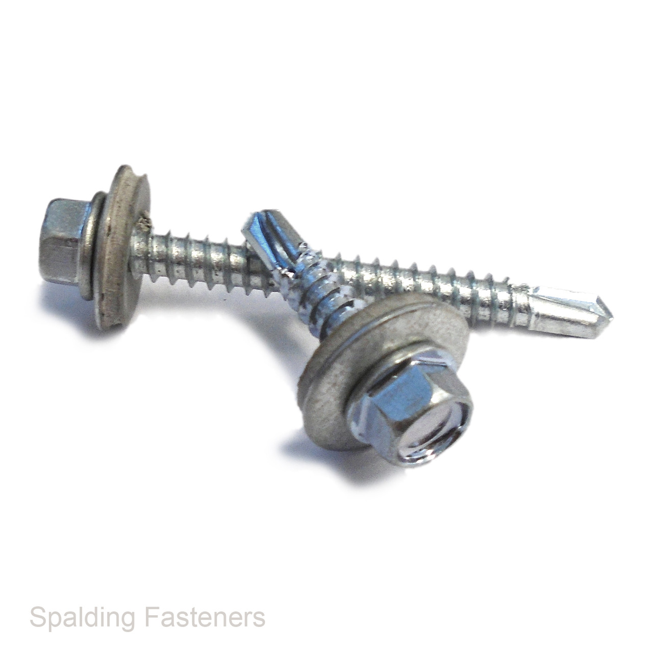 No.12 (5.5mm) Zinc Plated Hex Head Self Drilling Screws With Captive 16mm Washer