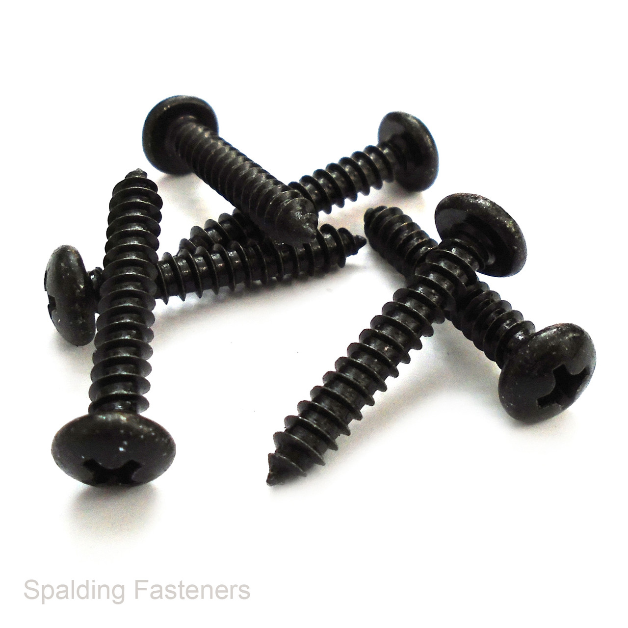 No6 (3.5mm) Black Zinc Pan Pozi Self Tapping Screws