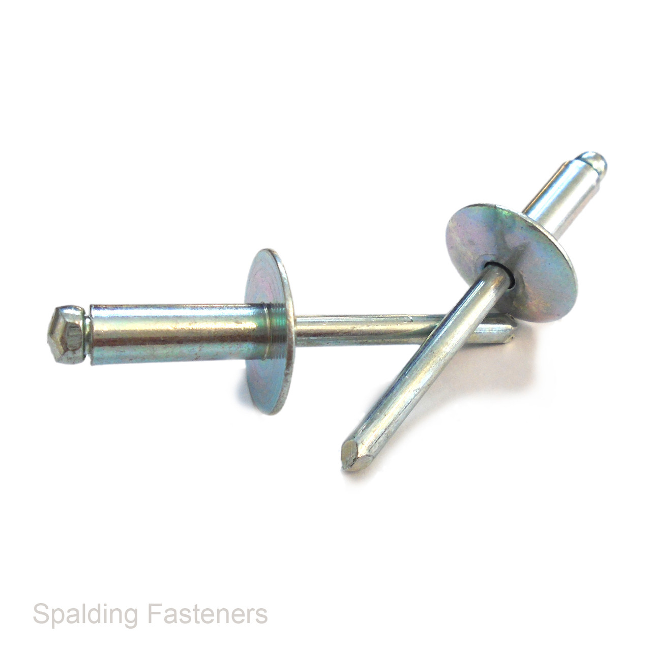4.8mm Heavy Duty Zinc Plated Steel Large 14mm Flange Dome Head Pop Rivets