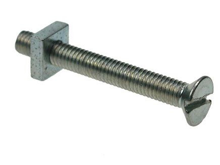 M6 Zinc Plated Countersunk Slotted Head Gutter Bolts + Square Nuts (NON-STOCK)