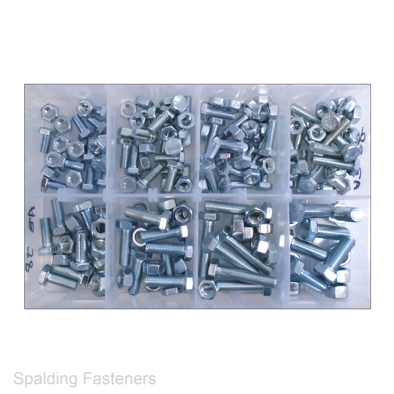 Assorted UNF H.T Zinc Plated Hex Head Set Screw Fully Threaded Bolts & Full Nuts