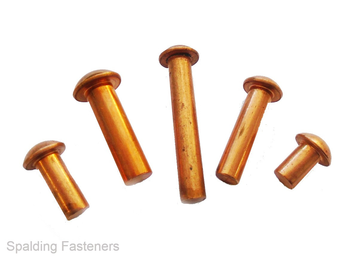 6mm COPPER ROUND HEAD SOLID RIVETS METRIC SIZES