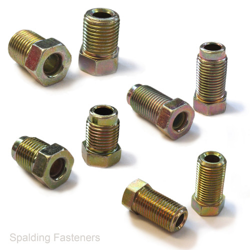 M10 x 1mm Male Brake Nuts Full Or Part Thread, Long or Short, For 3/16" Pipe