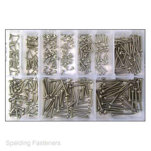 370 Assorted Stainless Steel Pan Pozi Self Tapping Screws - No.2 to No.6