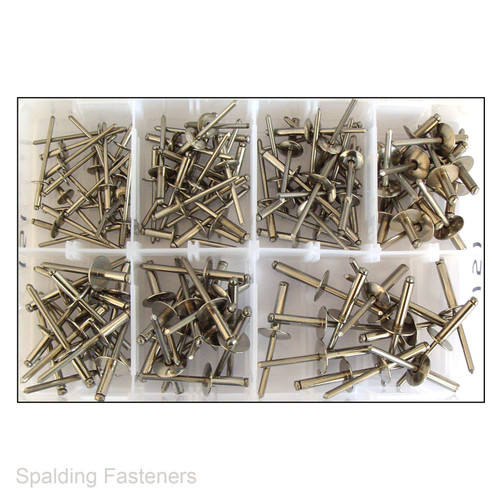 Assorted 120 Stainless Steel Flange Pop Rivets - 3.2, 4.0 & 4.8mm