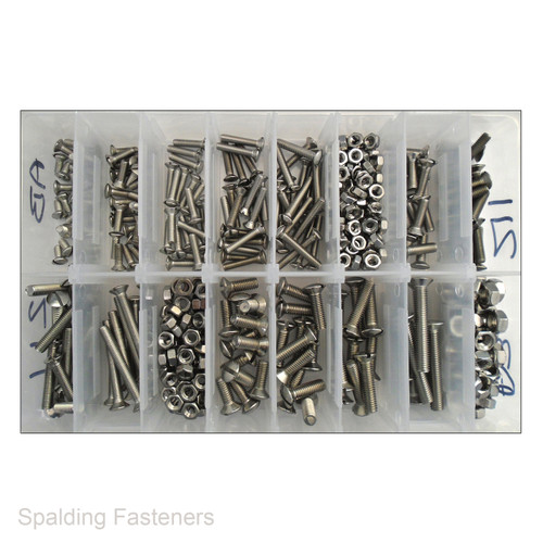 Assorted Metric Stainless Steel Raised Countersunk Slotted Machine Screws & Nuts