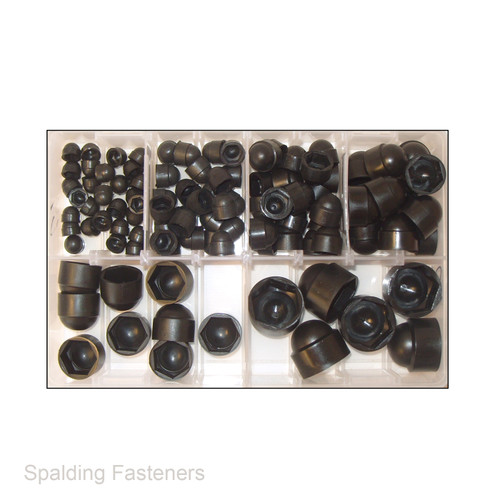 Assorted M5, M6, M8, M10, M12 & M16 Metric Black Nylon Nut & Bolt Hex Cap Covers