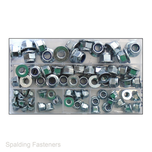 Assorted Metric Zinc Plated Flange Nyloc Nuts