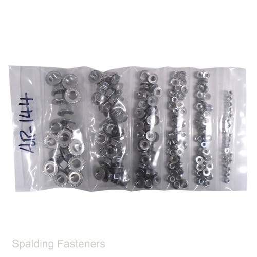 Assorted 190 Metric Stainless Steel Hex Flange Nuts - M3 to M12