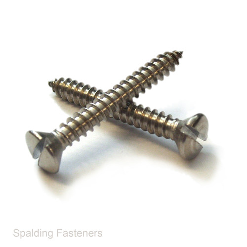 No.14 A2 Stainless Steel Raised Countersunk Slotted Head Self Tapping Screws