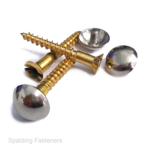 Chrome Plated Cap Brass Mirror Wood Screws No8 (4.2mm) 