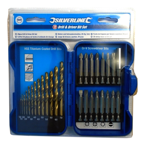 Silverline 29 Piece Drill & Driver Bit Set in Plastic Clip Case