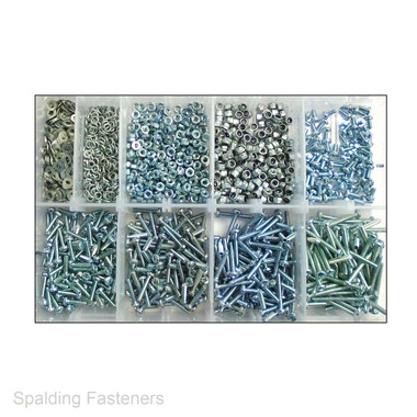 Assorted M3 Zinc Plated Pan Pozi Head Machine Screws, Full Nuts & Flat ...