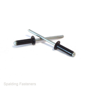6.4mm Metric Aluminium/Steel Black Pop Dome Head Rivets - Spalding ...