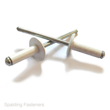 White Metric Aluminium/Steel Blind Pop Large Flange Dome Head Rivets ...