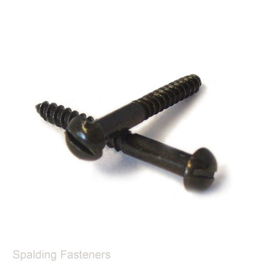 Black Japanned Wood Screw Round Slotted No.10 (4.8mm) - Spalding