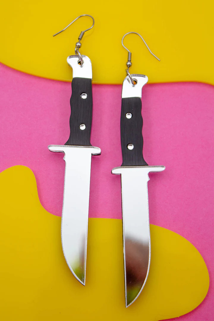 Black Knife Hook Earrings